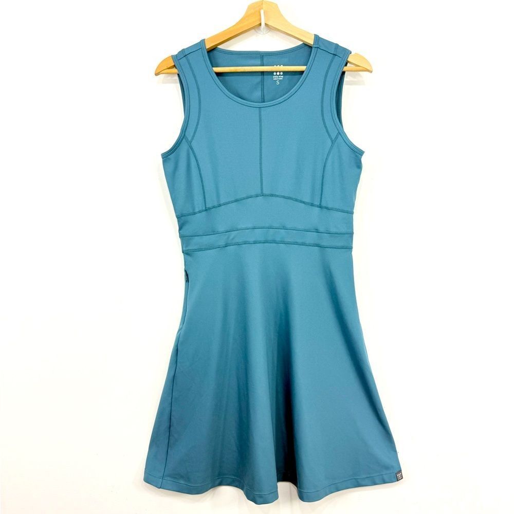 Title Nine Teal Blue Sleeveless Midi Dress side pocket SWIFT SNAP to make skort